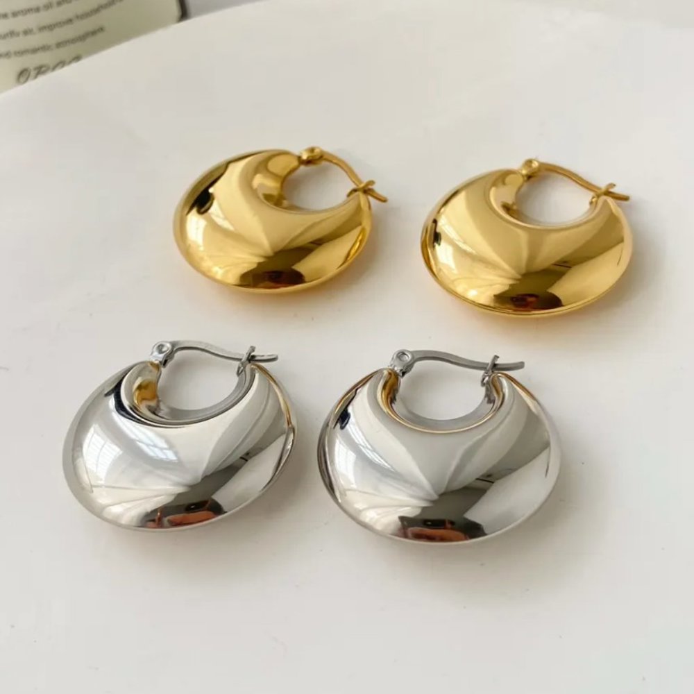 Gold / Silver Hollow Basic U Shape Hoop Earrings For Women